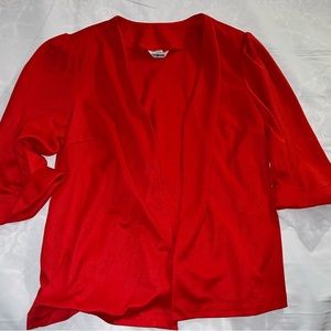 Yakko Size 26 Open Front Jacket Poly Red Open Front Length 29” 3/4 Sleeve #ST8